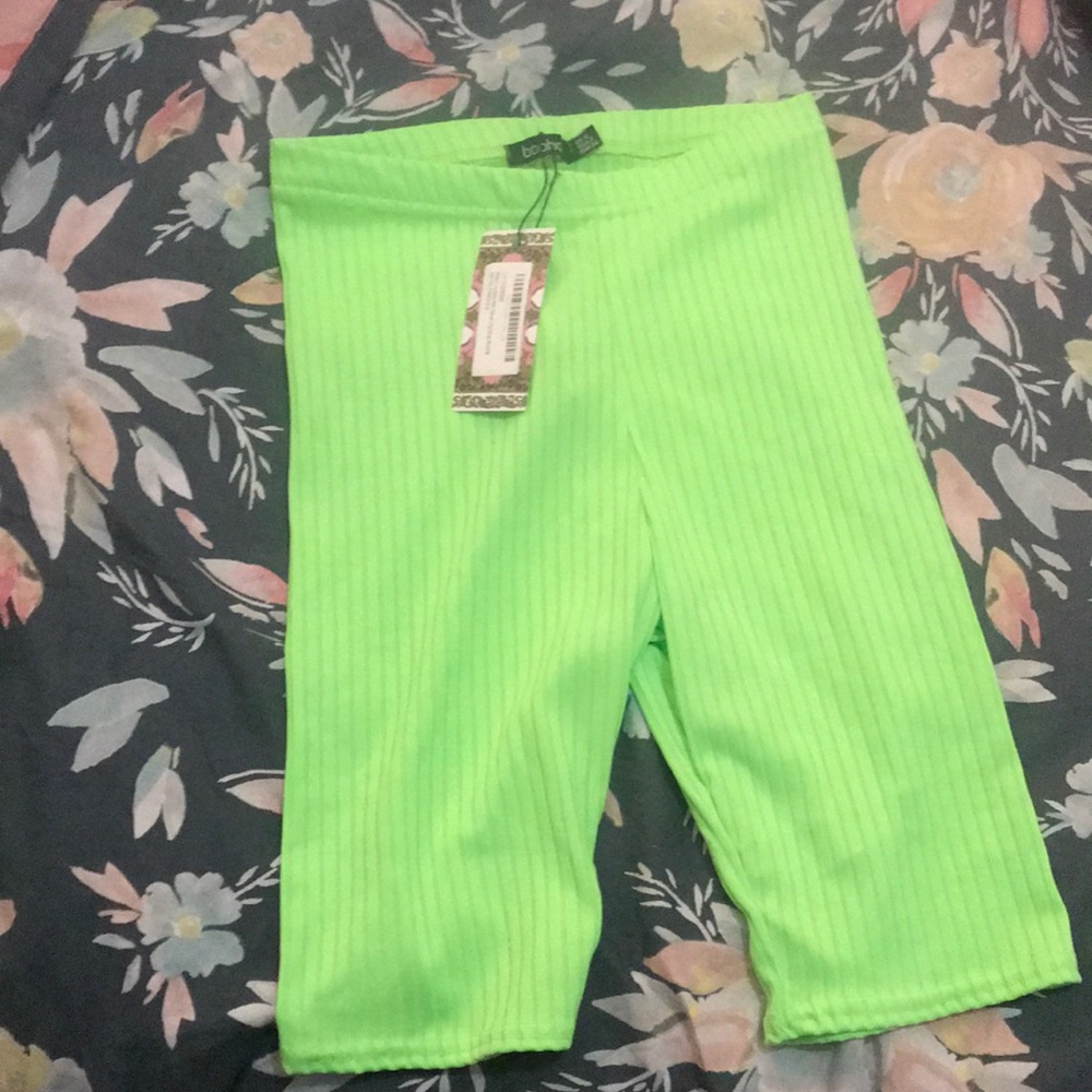 Neon green biker shorts